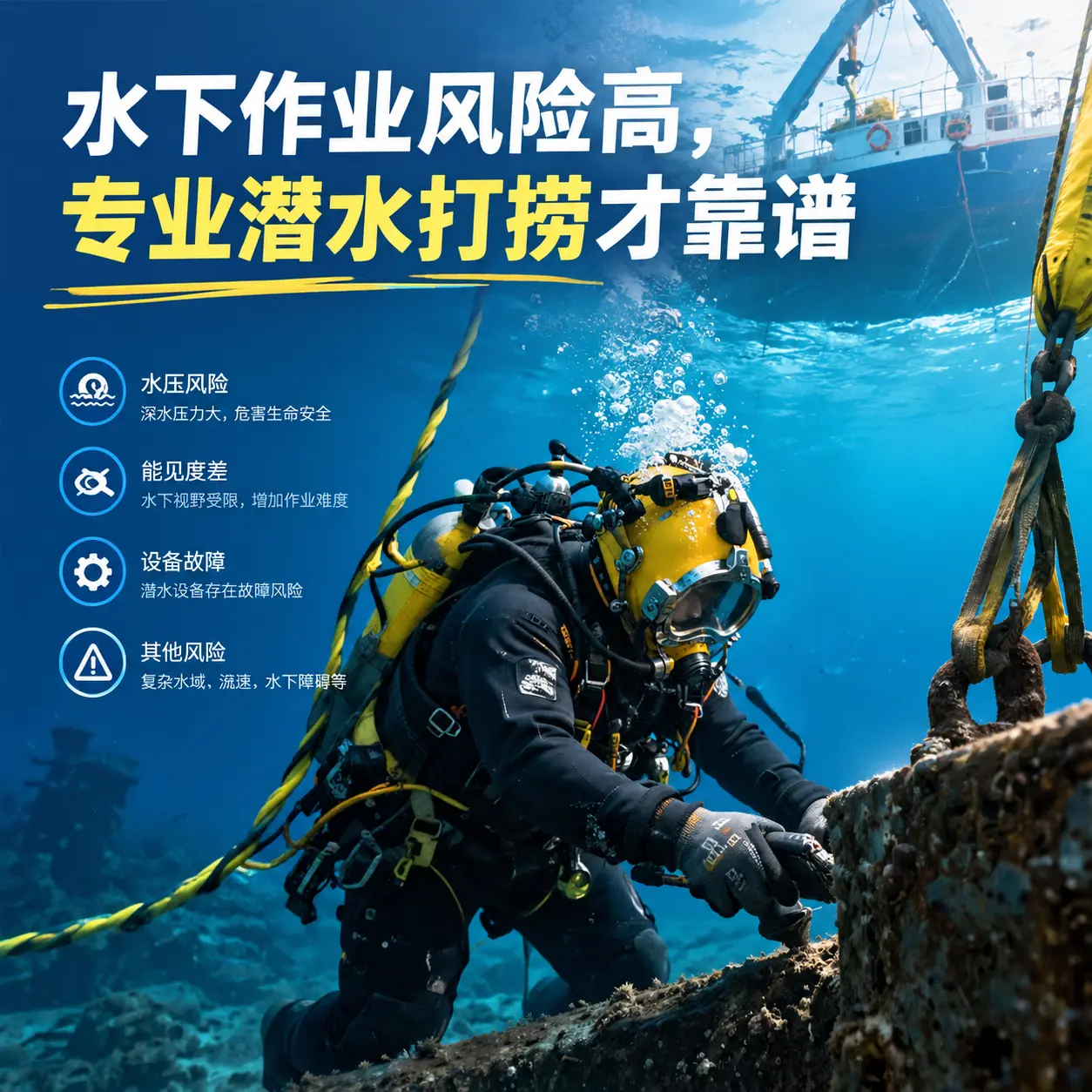 水下作业风险高，河南专业潜水打捞才靠谱